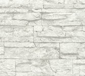 A.S. Création behangpapier steen wit en grijs - AS-707161 - 53 cm x 10,05 m