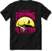 A bad day fishing is better than a good day at work | vissen outdoor T-Shirt Heren / dames | hengelsport cadeau Shirt - grappige Spreuken, Zinnen en Teksten Maat 3XL