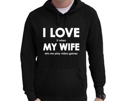 I love it when my wife lets play video games sweater - grappige videospelletjes spelen/ gamen hobby hoodie zwart heren - Cadeau gamer L