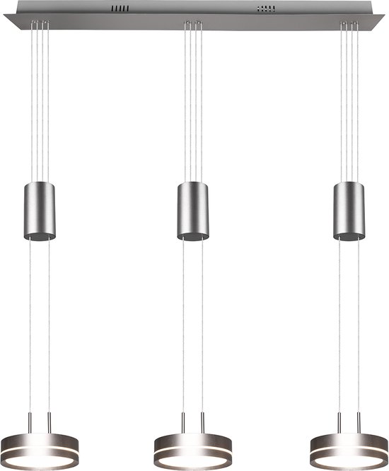 LED Hanglamp - Hangverlichting - Trion Franco - 21.6W - 3-lichts - Warm Wit 3000K - Dimbaar - Rond - Mat Nikkel - Aluminium