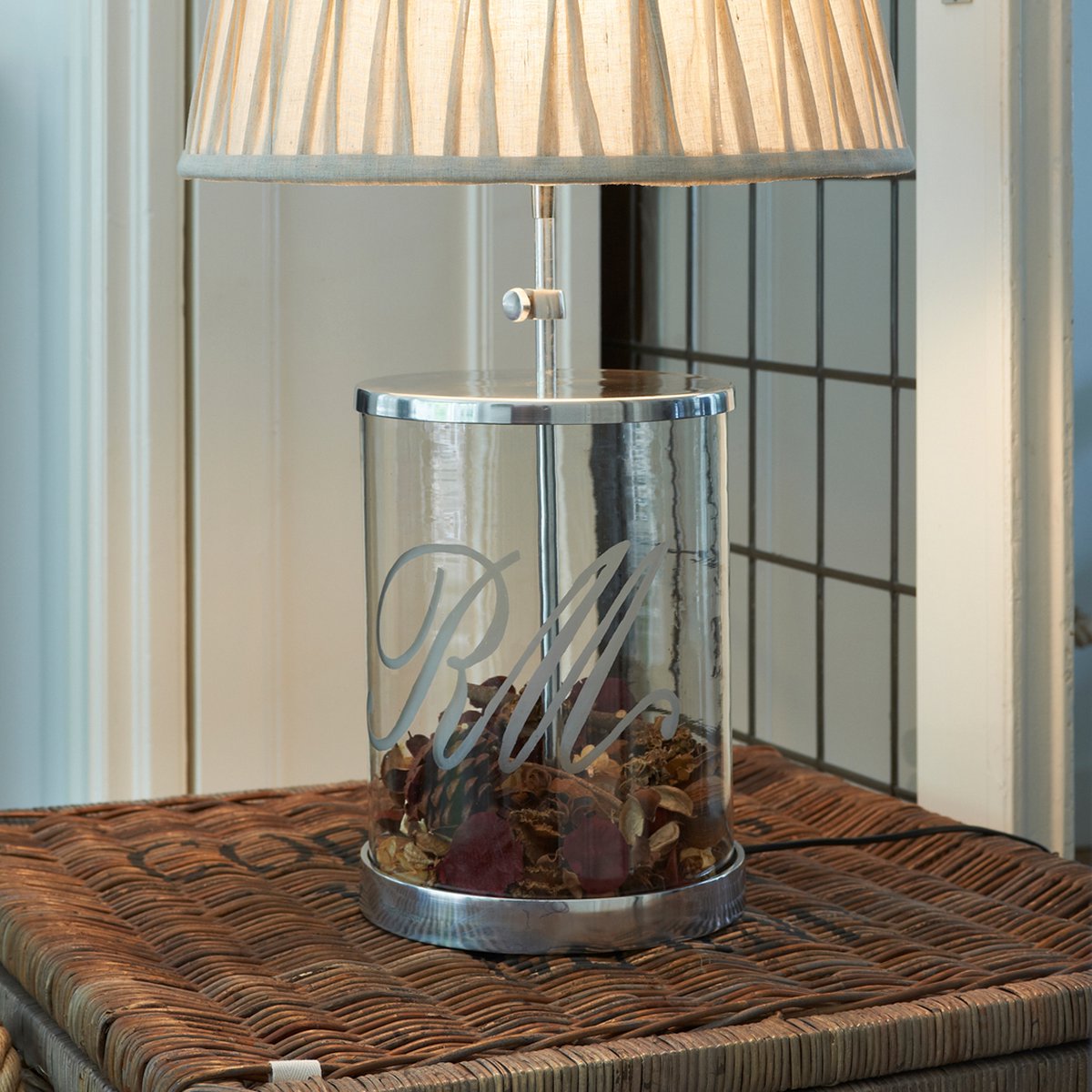 Riviera Maison Tafellamp Lampvoet - RM Glass Display Tafellampen Woonkamer  - Zilver | bol.com