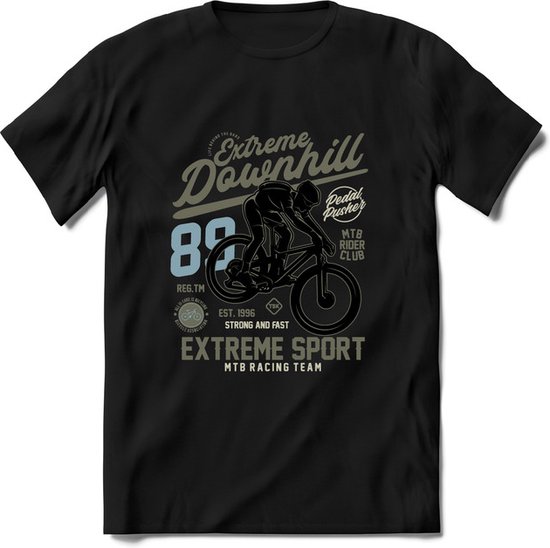 Extreme Downhill | TSK Studio Mountainbike kleding Sport T-Shirt | Grijs | Heren / Dames | Perfect MTB Verjaardag Cadeau Shirt Maat XXL