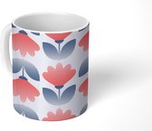 Mok - Koffiemok - Patronen - Bloemen - Rood - Mokken - 350 ML - Beker - Koffiemokken - Theemok