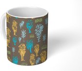Mok - Koffiemok - Bomen - Geel - Patronen - Mokken - 350 ML - Beker - Koffiemokken - Theemok