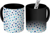 Magische Mok - Foto op Warmte Mokken - Koffiemok - Pubers - Stippen - Blauw - Patroon - Magic Mok - Beker - 350 ML - Theemok