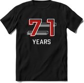 71 Years - Feest kado T-Shirt Heren / Dames - Rood / Grijs - Perfect Verjaardag Cadeau Shirt - grappige Spreuken, Zinnen en Teksten. Maat XL