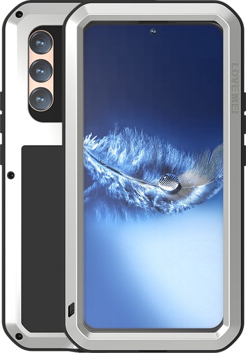 Samsung Galaxy S22 Plus (S22+) Hoes - Love Mei - Metalen Extreme Protection Case - Zilvergrijs - GSM Hoes - Telefoonhoes Geschikt Voor: Samsung Galaxy S22 Plus (S22+)