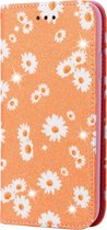 Xiaomi Redmi Note 9 Hoesje - Mobigear - Design Serie - Kunstlederen Bookcase - Daisies Orange - Hoesje Geschikt Voor Xiaomi Redmi Note 9