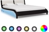 vidaXL Bedframe met LED kunstleer zwart en wit 160x200 cm