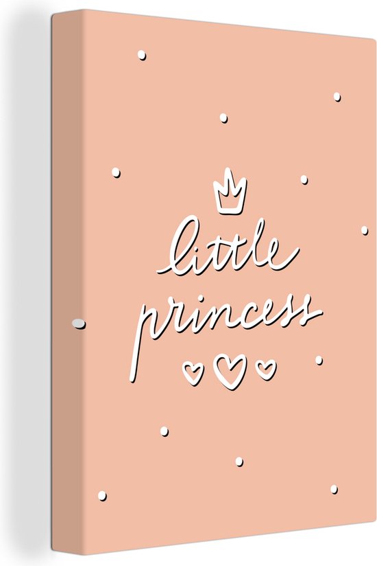 Canvas Schilderij Spreuken - Little princess - Quotes - Baby - Kids - Kinderen - Meisjes - 60x80 cm - Wanddecoratie