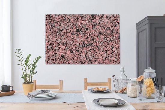 Toile Peinture Rose - Zwart - Cristal - Granit - 140x90 cm - Décoration murale