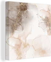 Toile Peinture Marbre - Marron - Sépia - 20x20 cm - Décoration murale