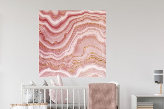 Stickers Stickers muraux - Marbre - Rouge - Doré - 100x100 cm - Feuille adhésive XXL