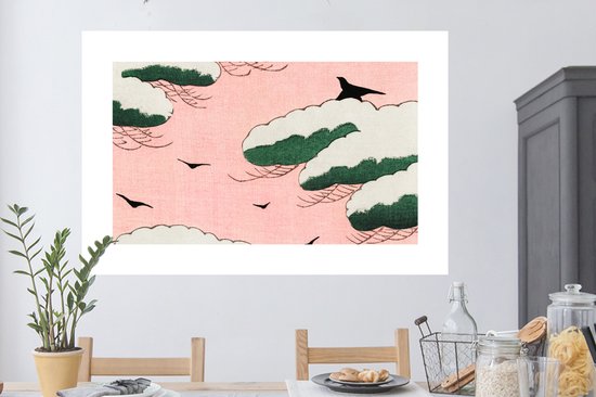 Stickers muraux - Feuille autocollante - Nuages ​​- Vogel - Rétro - Japonais - Scandinave - 120x80 cm - Film adhésif - Stickers muraux chambre d'enfant - Papier peint autocollant - Papier peint autocollant - Feuille autocollante