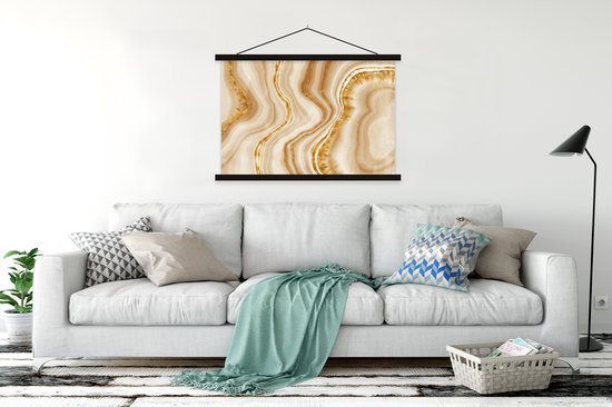 Porte-affiche avec affiche - Affiche scolaire - Marbre - Or - Motif - 150x100 cm - Lattes noires