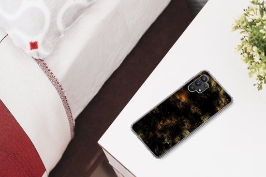 Coque Samsung Galaxy A32 5G - Or - Peinture - Abstrait - Zwart - Coque de téléphone en Siliconen