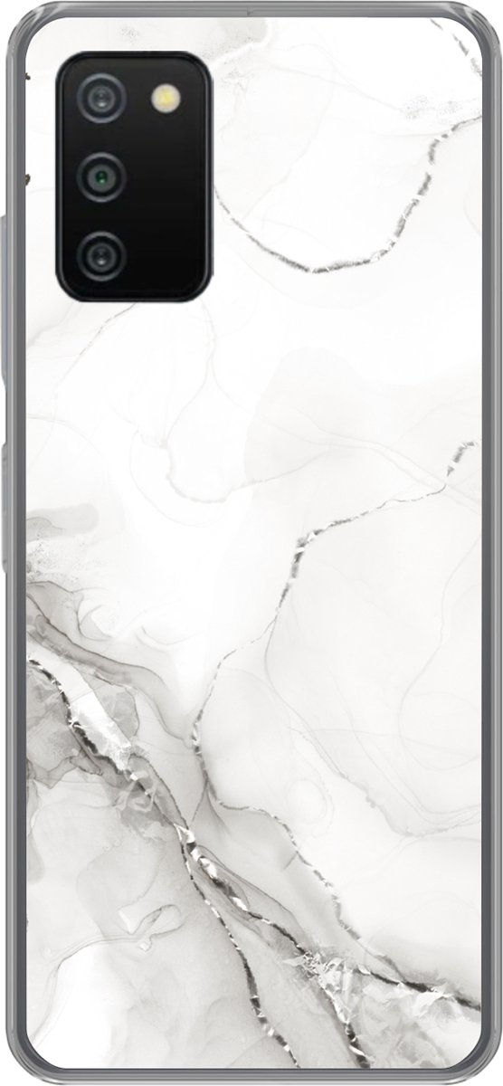 Telefoonhoesje Geschikt voor Samsung Galaxy A03s hoesje - Marmer print - Wit - Patronen - Siliconen Telefoonhoesje Telefoonhoesje