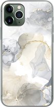 Geschikt voor iPhone 11 Pro hoesje - Marmer print - Gouden - Zwart - Siliconen Telefoonhoesje