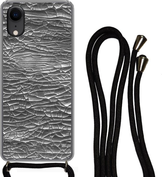 Coque avec cordon iPhone XR - Argent - Peinture - Abstrait - Siliconen - Bandoulière - Coque arrière avec cordon - Coque pour téléphone avec cordon - Coque avec corde