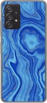 Geschikt voor Samsung Galaxy A53 5G hoesje - Marmer print - Blauw - Goud - Siliconen Telefoonhoesje