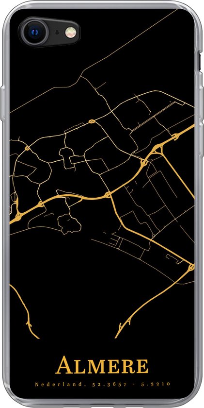 Coque iPhone SE 2020 - Almere - Carte - Or - Coque de téléphone en Siliconen