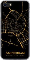 Geschikt voor iPhone 7 hoesje - Amsterdam - Kaart - Goud - Zwart - Siliconen Telefoonhoesje