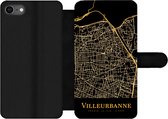 Bookcase Geschikt voor iPhone 7 telefoonhoesje - Villeurbanne - Kaart - Goud - Met vakjes - Wallet case met magneetsluiting