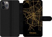 Bookcase pour iPhone 11 Pro Bookcase - Osaka - Carte - Or - Avec poches - Étui portefeuille avec fermeture magnétique