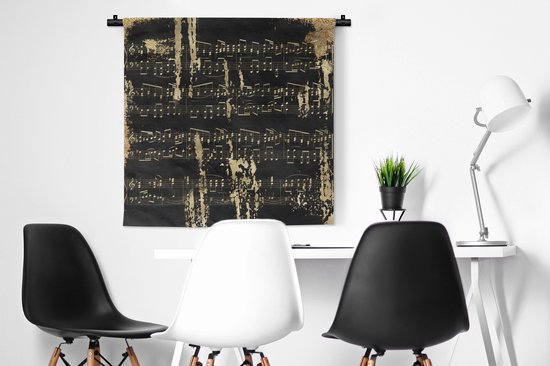 Tapisserie - Tapisserie - Musique - Or - Zwart - 90x90 cm - Tapisserie