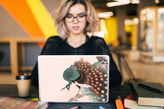 Sticker ordinateur portable - 11,6 pouces - Paon - Ressorts - Vintage - Japonais - Scandinave