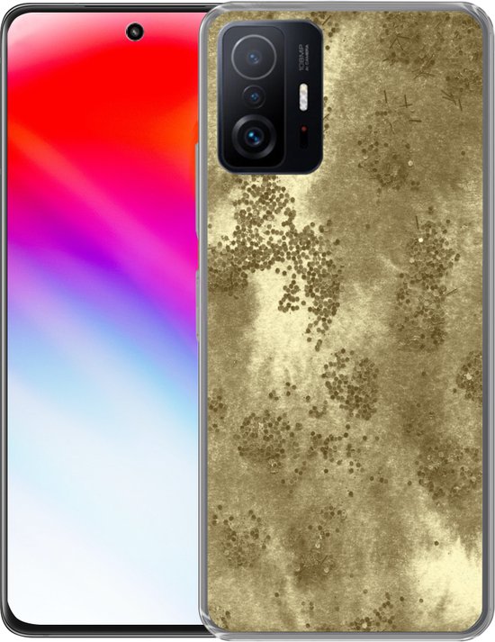 Convient pour coque Xiaomi 11T Pro - Or - Glitter - Structure - Coque de téléphone en Siliconen