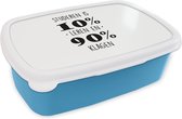 Broodtrommel Blauw - Lunchbox - Brooddoos - School - Studenten - Quotes - Studeren is 10% leren en 90% klagen - 18x12x6 cm - Kinderen - Jongen