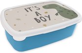 Broodtrommel Blauw - Lunchbox - Brooddoos - Spreuken - Quotes - It's a boy - Baby - Kids - Kinderen - 18x12x6 cm - Kinderen - Jongen