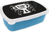 Broodtrommel Blauw - Lunchbox - Brooddoos - Top - Trainster - Quotes - 18x12x6 cm - Kinderen - Jongen