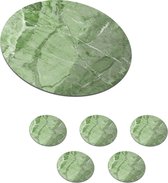 Onderzetters voor glazen - Rond - Graniet - Keien - Wit - Groen - 10x10 cm - Glasonderzetters - 6 stuks