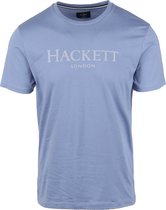 Hackett - T-shirt Logo Blauw - L - Slim-fit