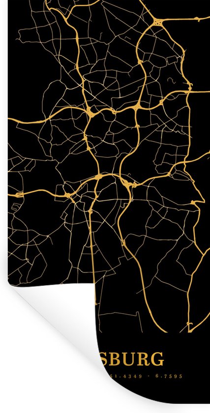 Stickers muraux - Duisbourg - Carte - Or - 80x160 cm - Feuille adhésive