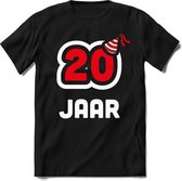 20 Jaar Feest kado T-Shirt Heren / Dames - Perfect Verjaardag Cadeau Shirt - Wit / Rood - Maat L
