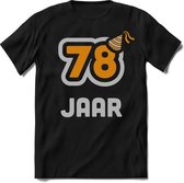 78 Jaar Feest kado T-Shirt Heren / Dames - Perfect Verjaardag Cadeau Shirt - Goud / Zilver - Maat L