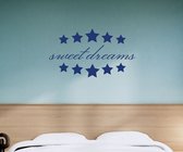 Stickerheld - Muursticker Sweet dreams - Slaapkamer - Droom zacht - Slaap lekker - Engelse Teksten - Mat Donkerblauw - 55x97.3cm