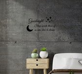 Stickerheld - Muursticker "Goodnight. Sleep awaits those of us who dare to dream" Quote - Slaapkamer - inspirerend - Engelse Teksten - Mat Zwart - 27.5x53.4cm