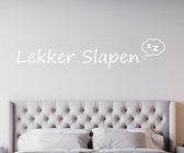 Stickerheld - Muursticker Lekker slapen - Slaapkamer - Droom zacht - Wolkje Zzz - Nederlandse Teksten - Mat Wit - 35.5x175cm