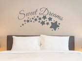 Stickerheld - Muursticker Sweet dreams - Slaapkamer - Droom zacht - Lekker slapen - Engelse Teksten - Mat Donkergrijs - 55x107.7cm