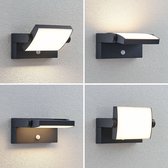Lindby - Wandlampen buiten - 1licht - aluminium, kunststof - H: 10.5 cm - donkergrijs, wit gesatineerd - Inclusief lichtbron