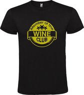 Zwart T-shirt ‘Member Of The Wine Club’ Goud Maat M