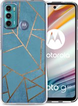 iMoshion Design voor de Motorola Moto G60 hoesje - Grafisch Koper - Blauw / Goud