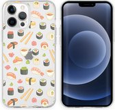 iMoshion Hoesje Geschikt voor iPhone 13 Pro Hoesje Siliconen - iMoshion Design hoesje - Transparant / Allover Sushi
