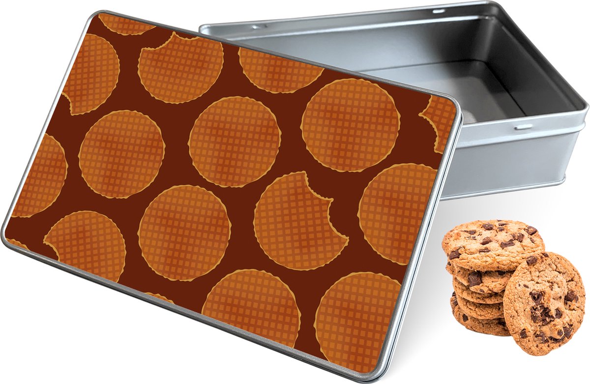 Koektrommel Stroopwafels Rechthoek - Bewaarblik 20x13x5 cm