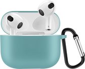 Lunso - Softcase cover hoes - Geschikt voor AirPods 3 - Lichtgroen