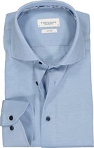 Profuomo slim fit overhemd - tricot - lichtblauw - Strijkvriendelijk - Boordmaat: 41